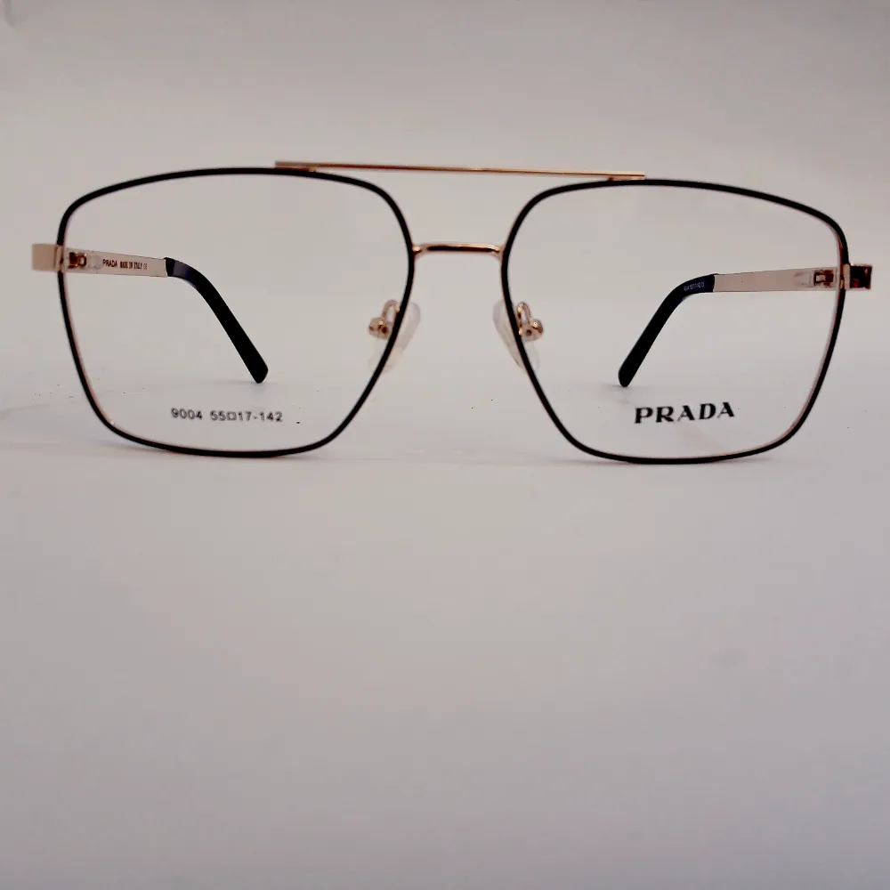 Men Women Aviator Geometric Metal Blackgold Large Eyeglasses Efagmul1 001 by Eye9 Optics