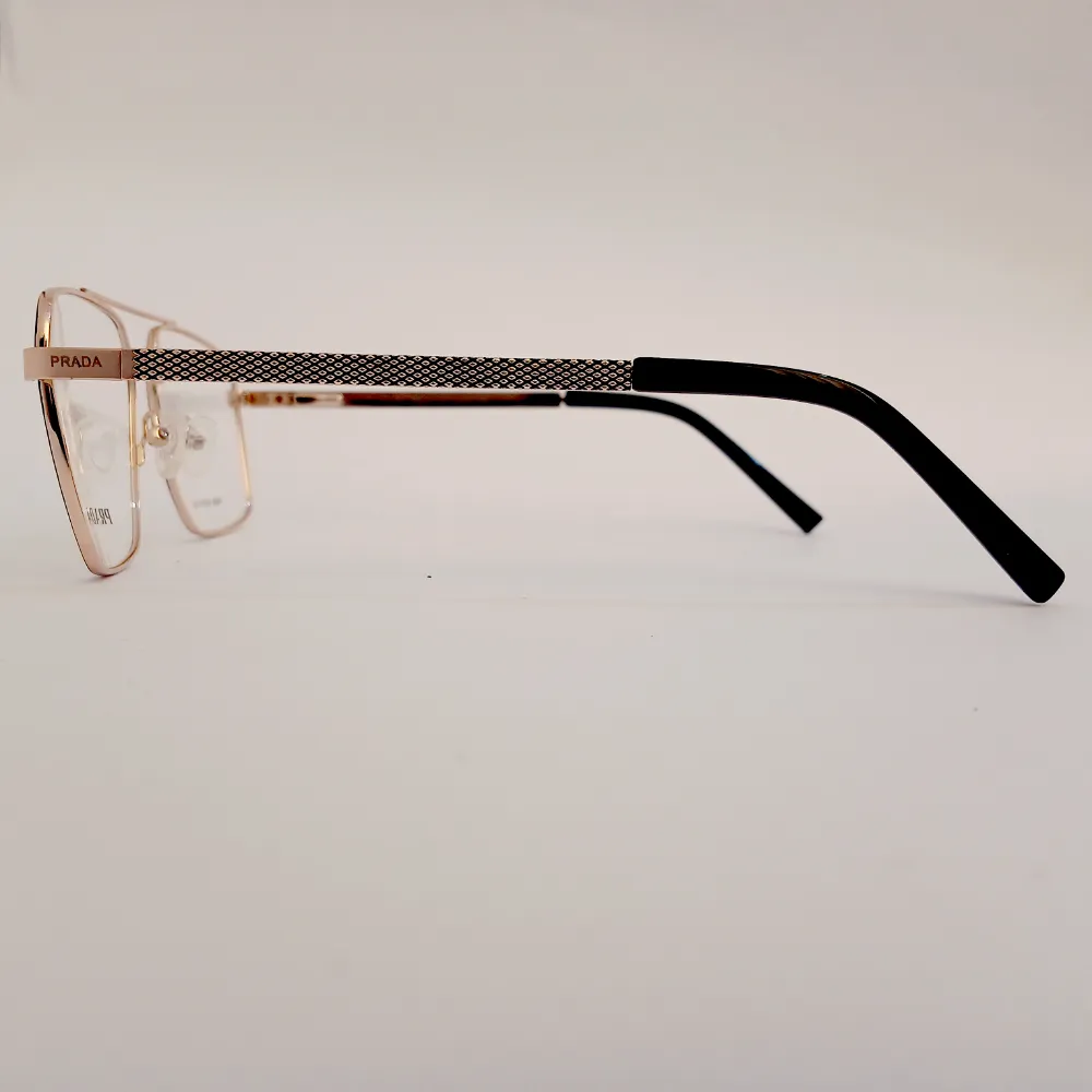 Men Women Aviator Geometric Metal Blackgold Large Eyeglasses Efagmul1 004 by Eye9 Optics