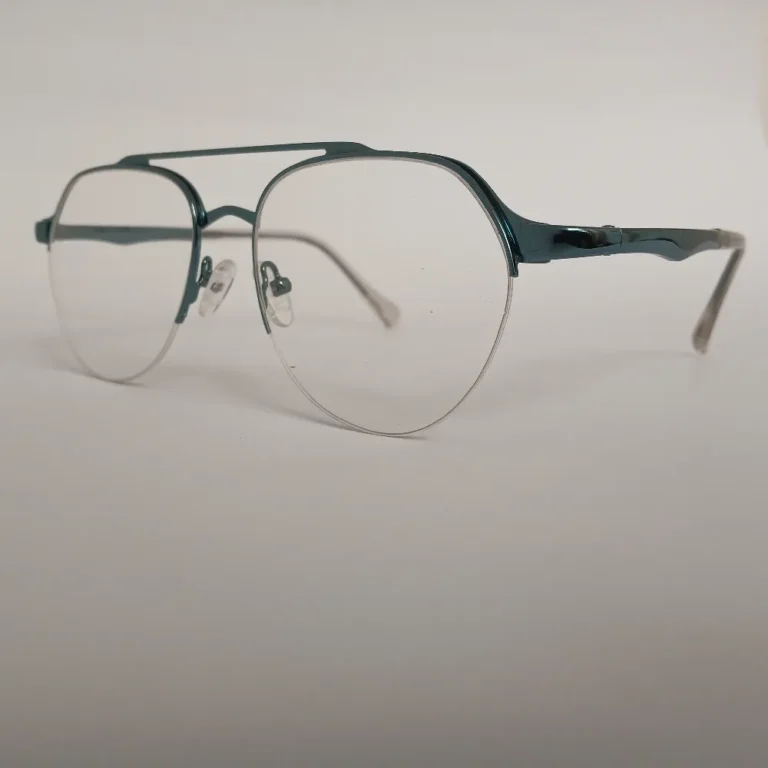 Men Women Aviator Metal Halfrim Cyanblue Large Eyeglasses Ehaomul2 01 by Eye9 Optics