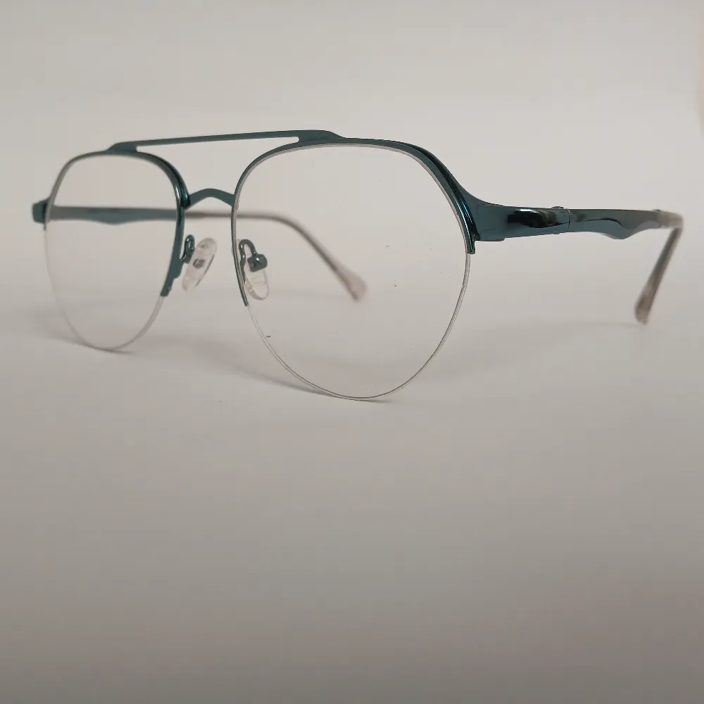 Men Women Aviator Metal Halfrim Cyanblue Large Eyeglasses Ehaomul2 02 by Eye9 Optics