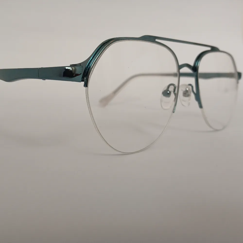 Men Women Aviator Metal Halfrim Cyanblue Large Eyeglasses Ehaomul2 03 by Eye9 Optics