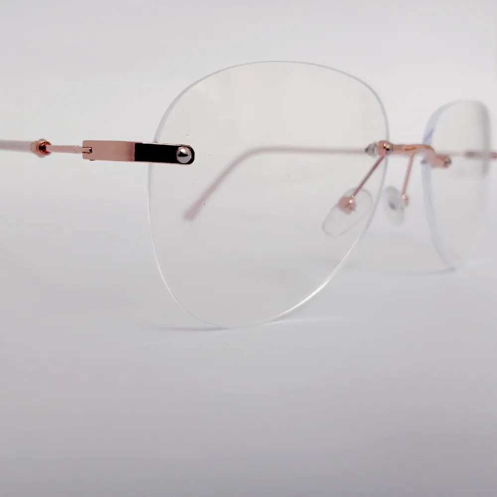 Men Women Aviator Metal Rimless Rosegold Large Eyeglasses Eraomul1 03 by Eye9 Optics