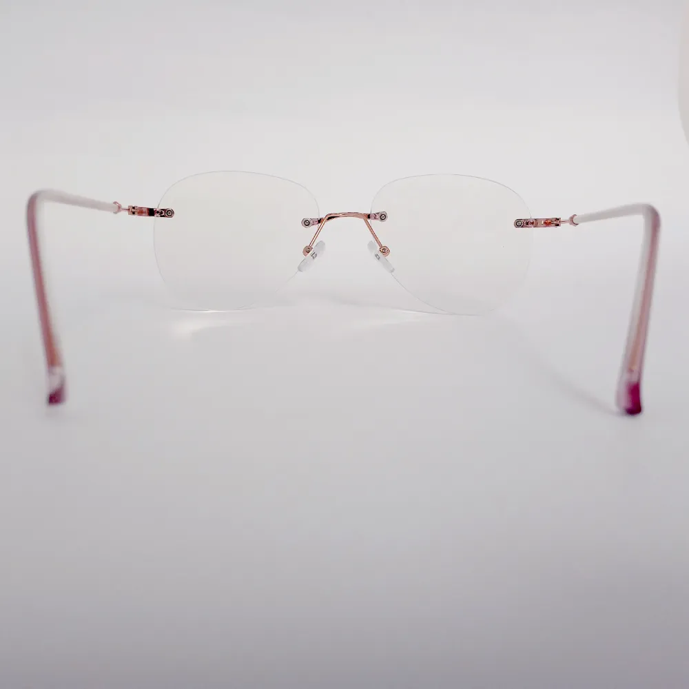 Men Women Aviator Metal Rimless Rosegold Large Eyeglasses Eraomul1 05 by Eye9 Optics