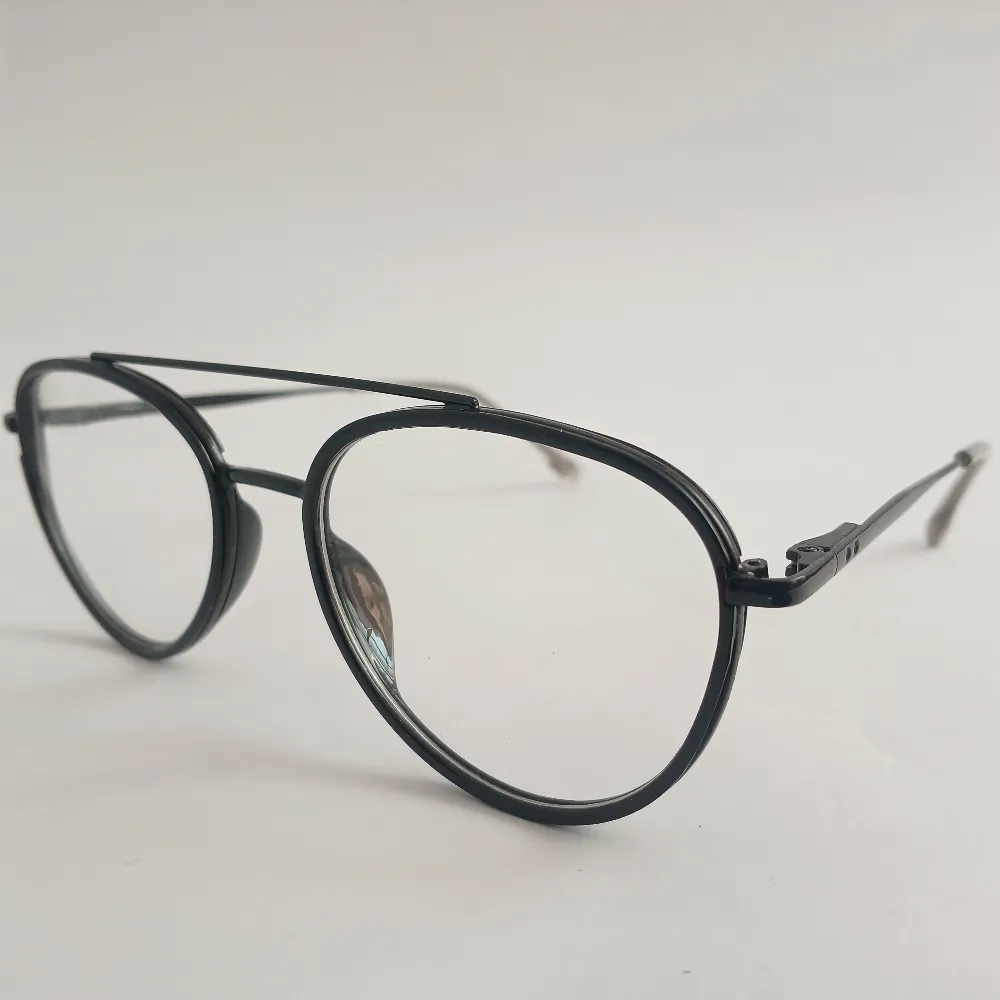 Men Women Aviator Oval Metal Acetate Black Medium Eyeglasses Efaompus2 02 by Eye9 Optics