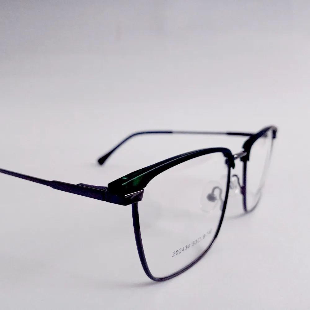 Men Women Browline Rectangle Metal Acetate Greengrey Large Eyeglasses Efbsmpul1 03 by Eye9 Optics