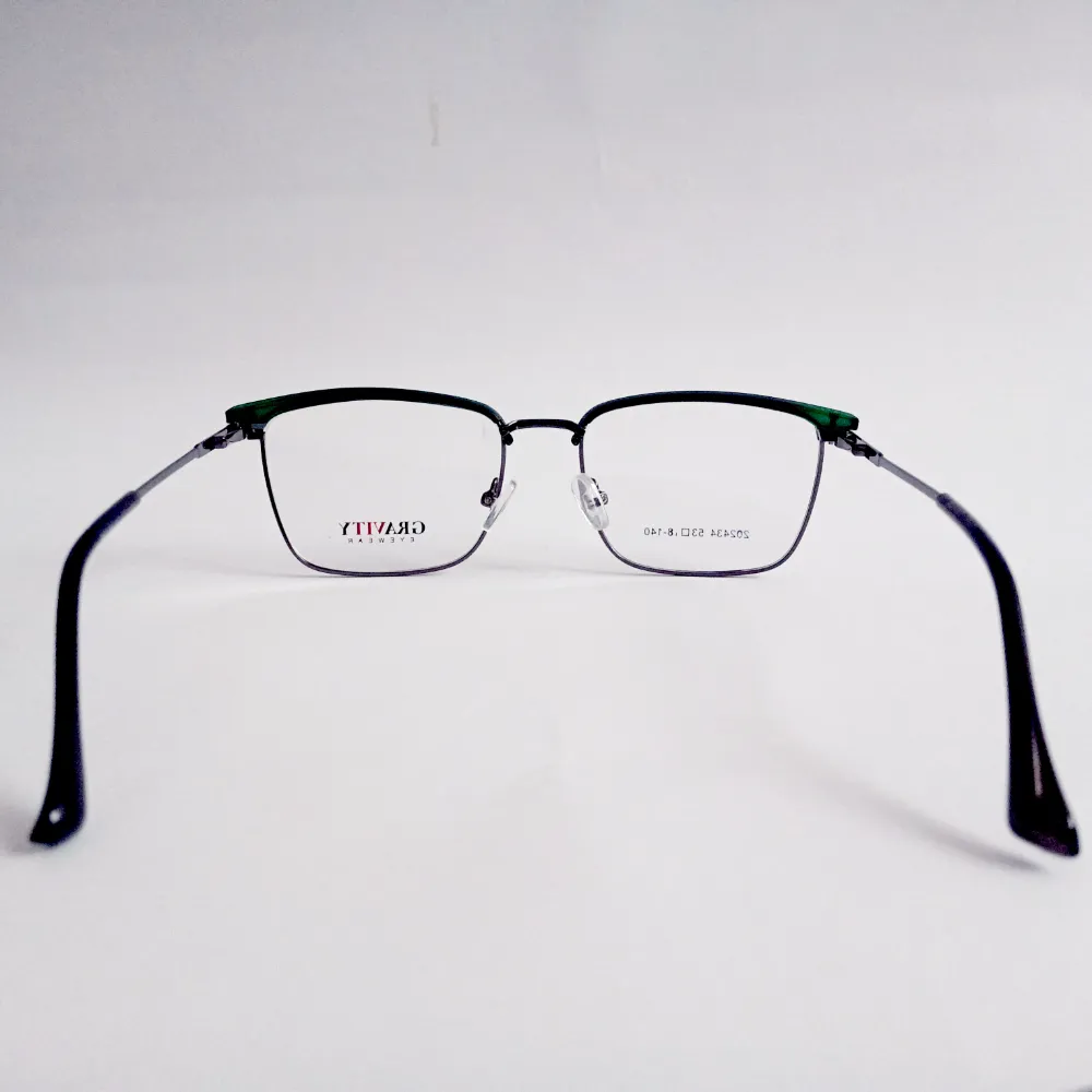 Men Women Browline Rectangle Metal Acetate Greengrey Large Eyeglasses Efbsmpul1 05 by Eye9 Optics