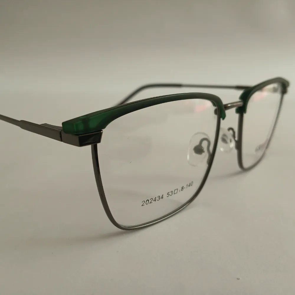 Men Women Browline Rectangle Metal Acetate Greengrey Large Eyeglasses Efbsmpul1 08 by Eye9 Optics