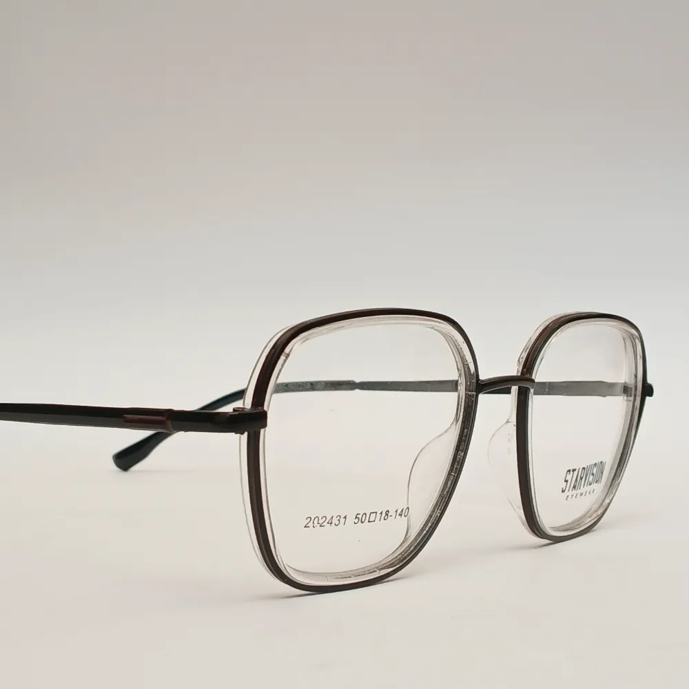 Men Women Geometric Metal Acetate Transparentblack Medium Eyeglasses Efgmpum3 03 by Eye9 Optics