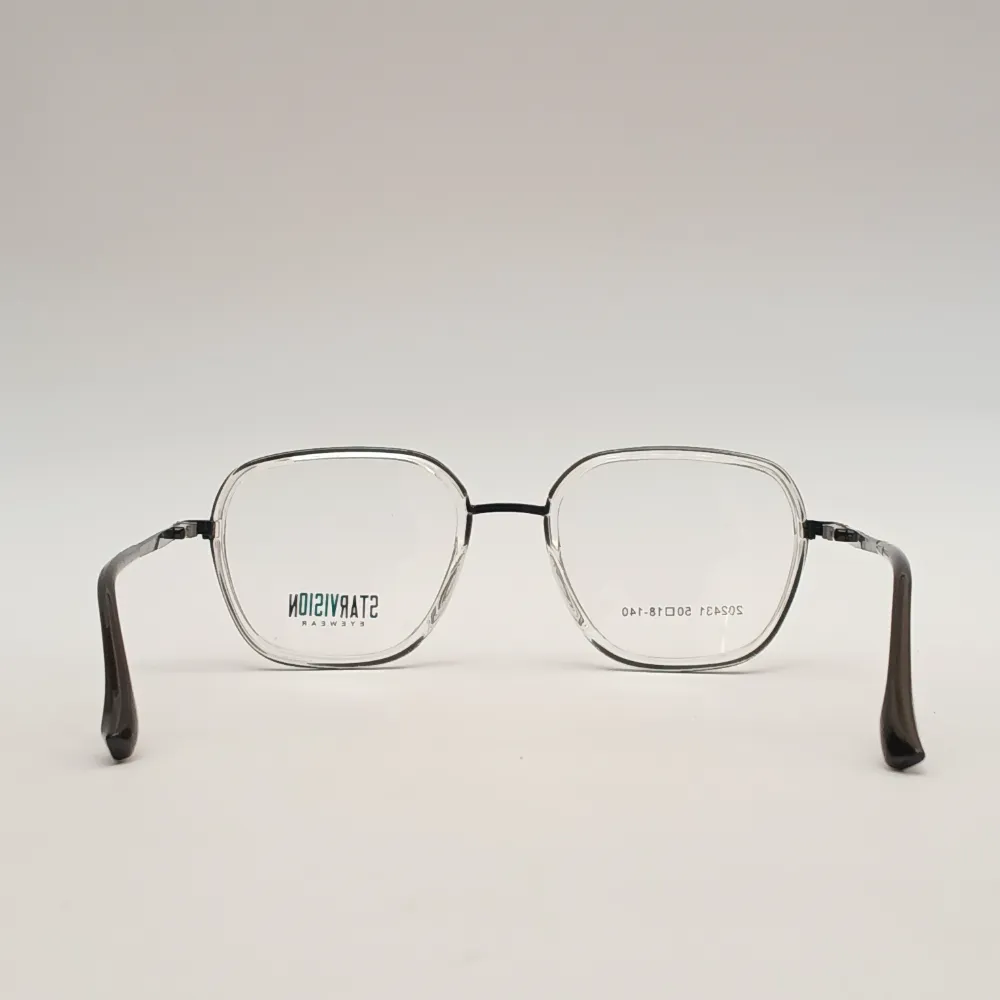 Men Women Geometric Metal Acetate Transparentblack Medium Eyeglasses Efgmpum3 05 by Eye9 Optics