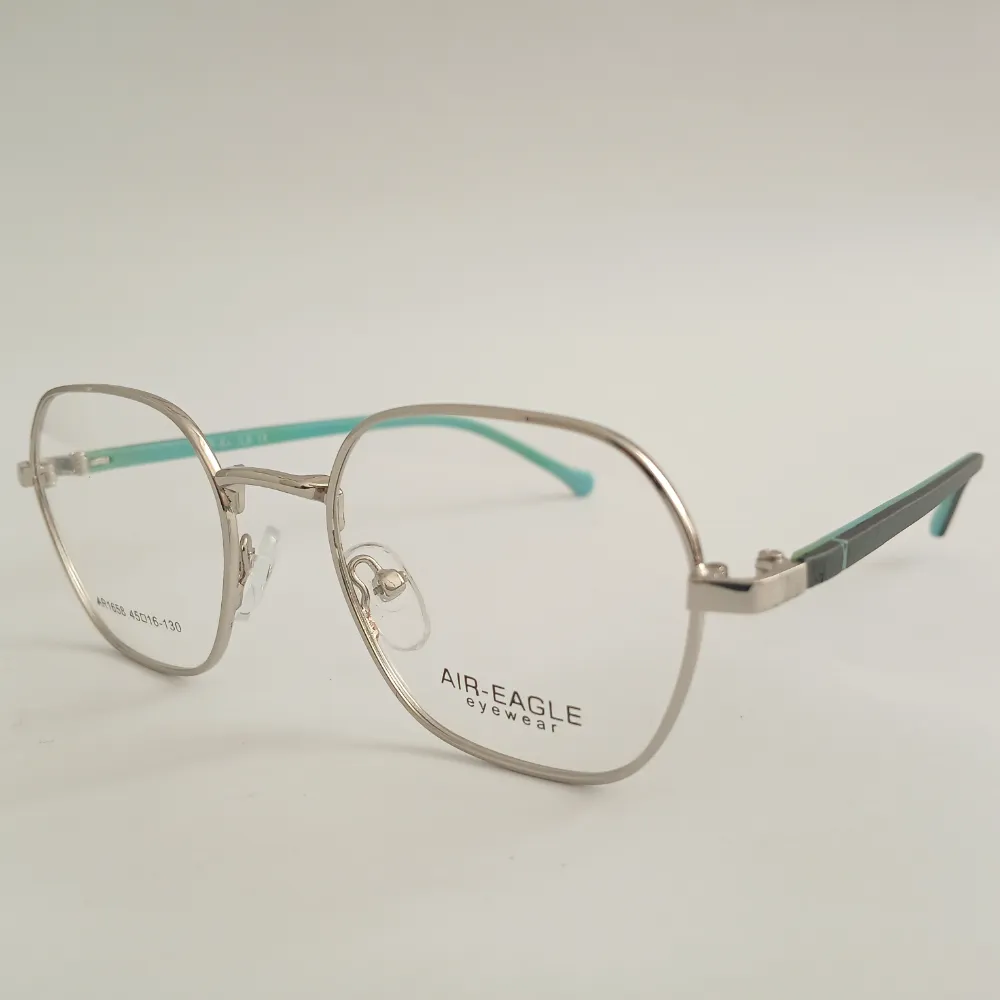 Men Women Geometric Metal Silvercyanblack Small Eyeglasses Efgmus2 02 by Eye9 Optics