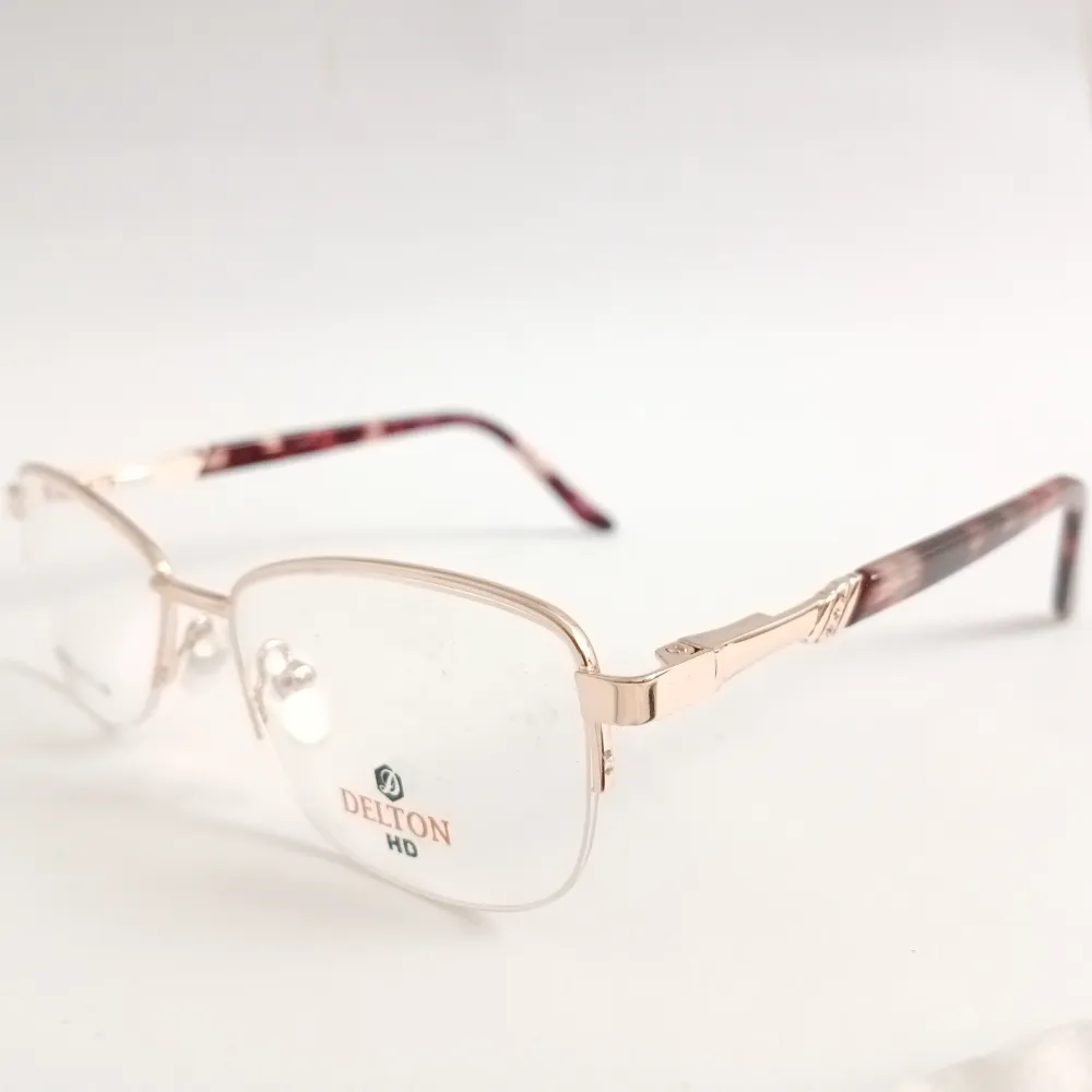 Men Women Oval Metal Halfrim Gold Medium Eyeglasses Ehomum3 02 by Eye9 Optics