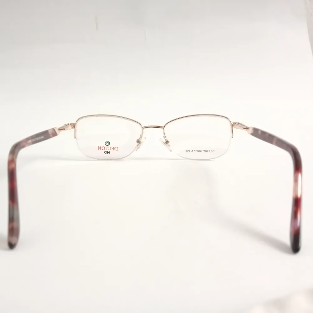 Men Women Oval Metal Halfrim Gold Medium Eyeglasses Ehomum3 05 by Eye9 Optics
