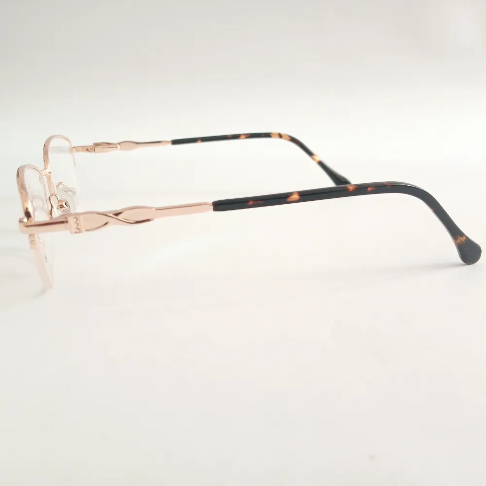 Men Women Oval Metal Halfrim Gold Medium Eyeglasses Ehomum4 04 by Eye9 Optics