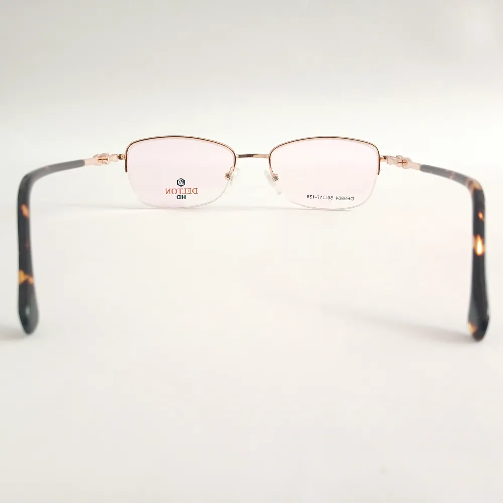 Men Women Oval Metal Halfrim Gold Medium Eyeglasses Ehomum4 05 by Eye9 Optics