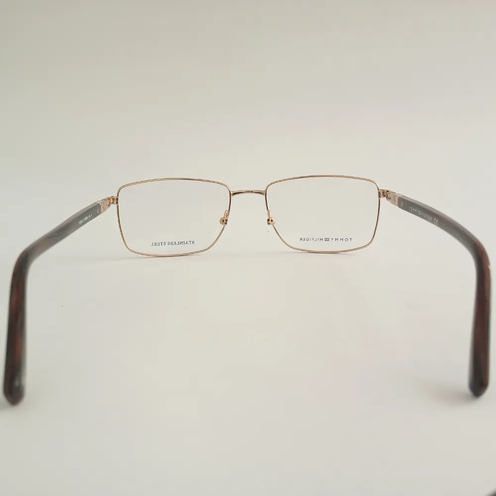Men Women Rectangle Metal Acetate Goldbrown Medium Eyeglasses Efsmpum3 05 by Eye9 Optics