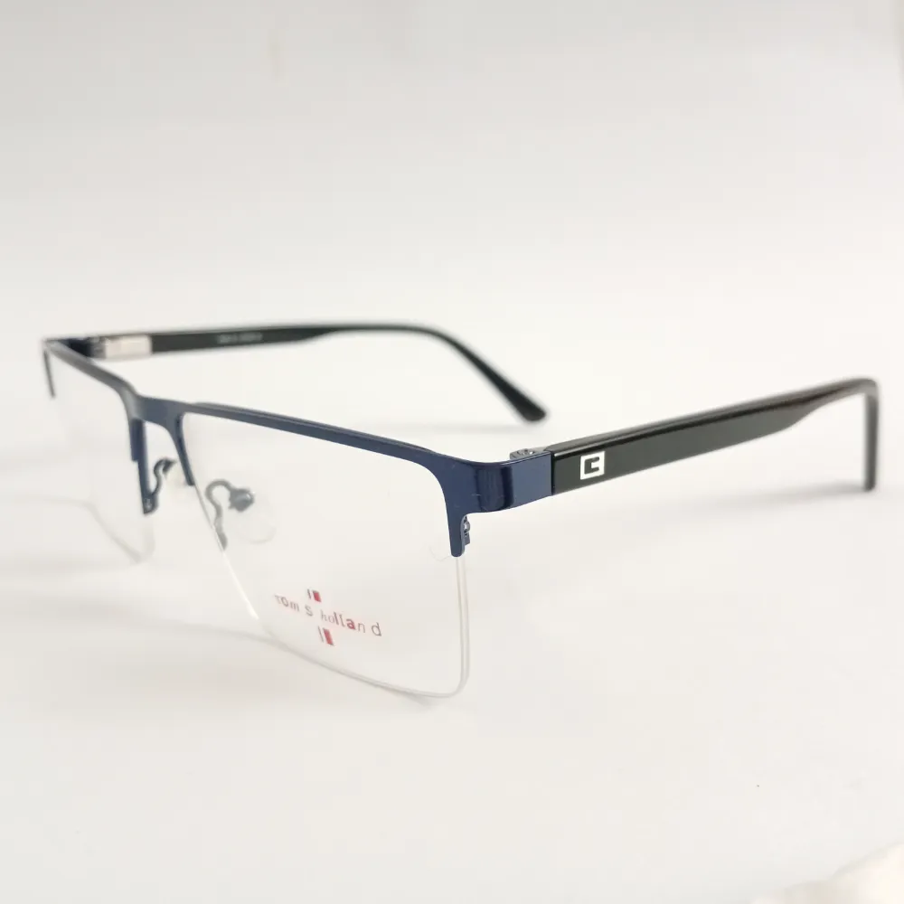 Men Women Rectangle Metal Acetate Halfrim Blueblack Large Eyeglasses Ehsmpul4 02 by Eye9 Optics