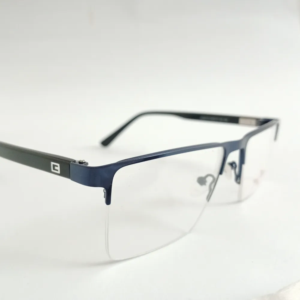 Men Women Rectangle Metal Acetate Halfrim Blueblack Large Eyeglasses Ehsmpul4 03 by Eye9 Optics