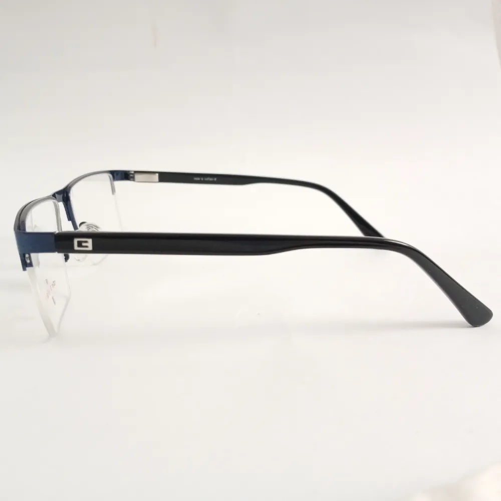 Men Women Rectangle Metal Acetate Halfrim Blueblack Large Eyeglasses Ehsmpul4 04 by Eye9 Optics