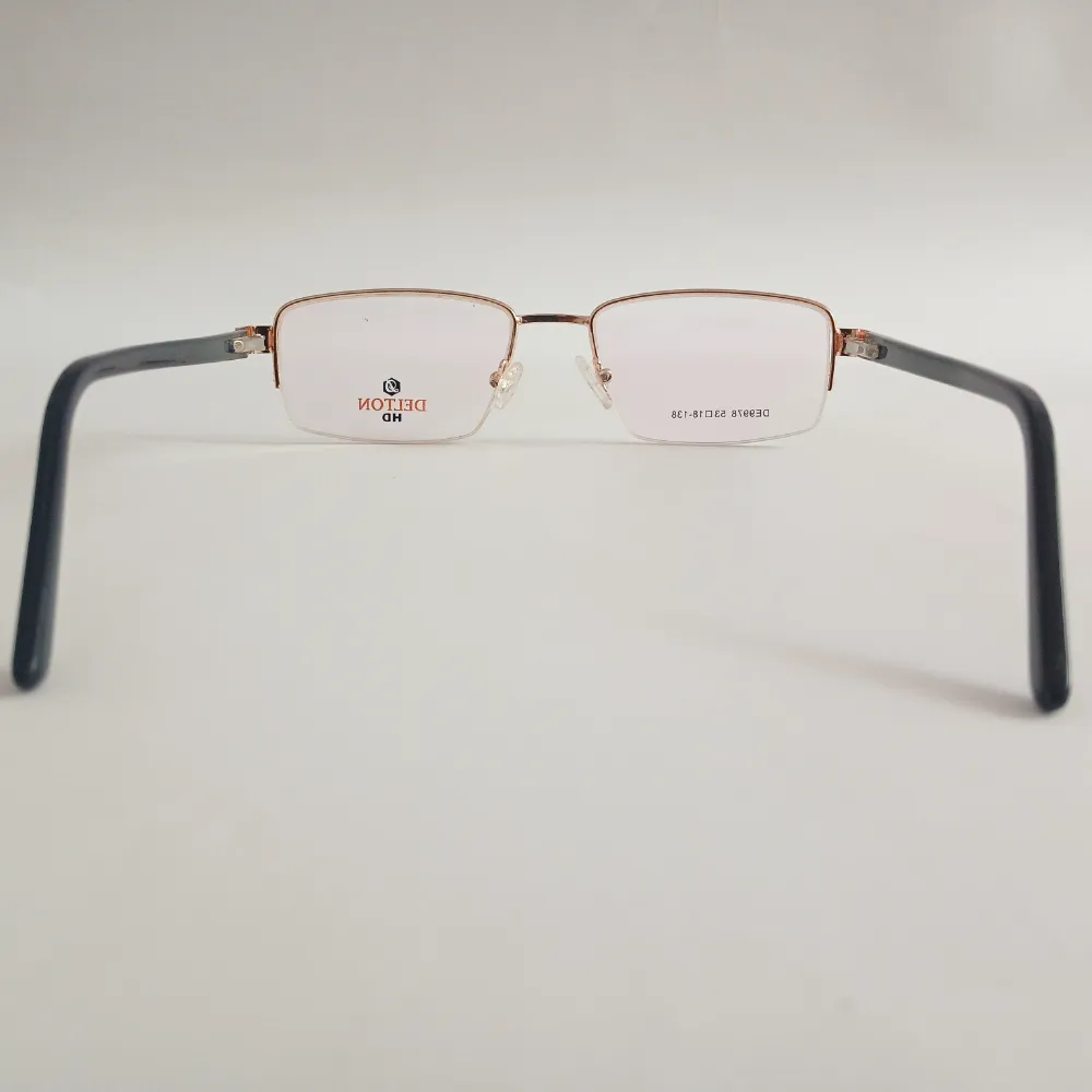 Men Women Rectangle Metal Acetate Halfrim Goldblack Large Eyeglasses Ehsmpul2 05 by Eye9 Optics