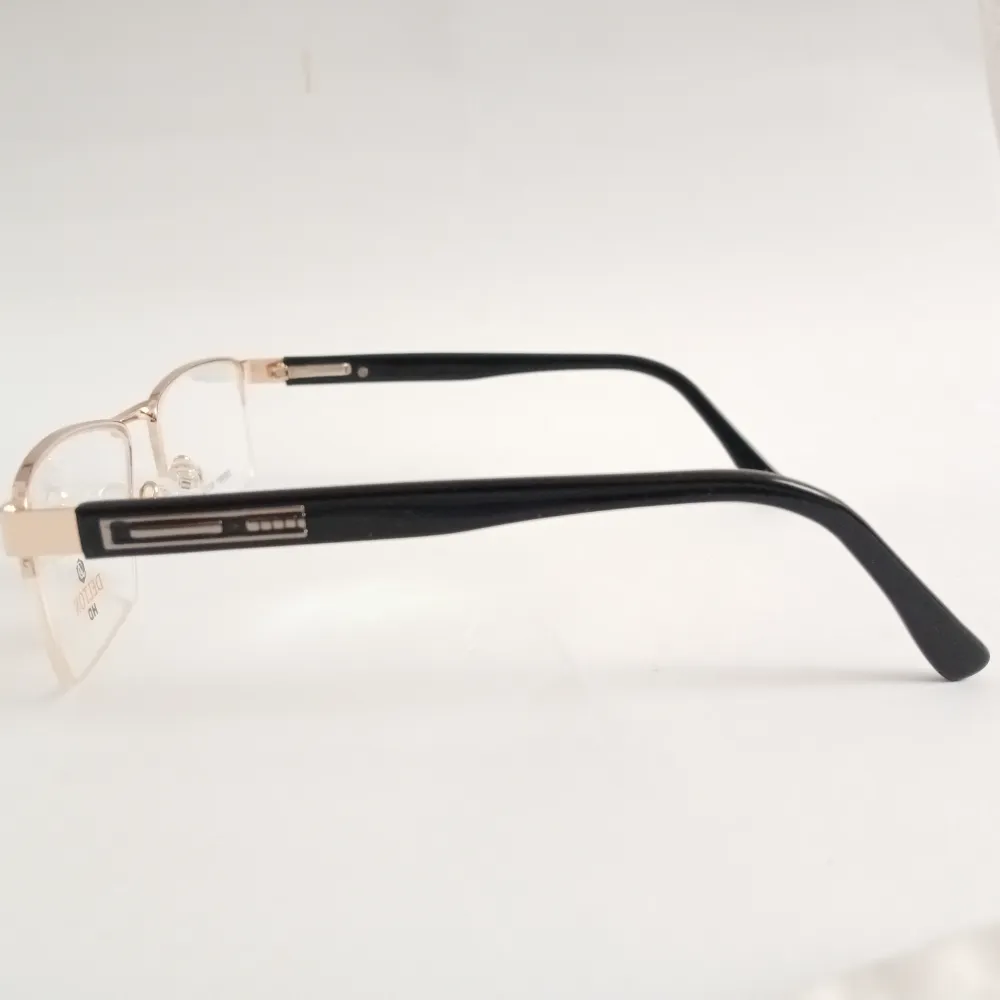 Men Women Rectangle Metal Acetate Halfrim Goldblack Large Eyeglasses Ehsmpul3 04 by Eye9 Optics