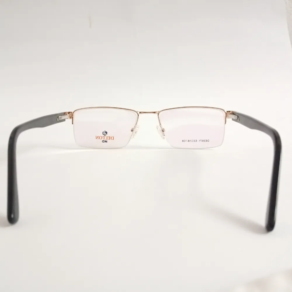 Men Women Rectangle Metal Acetate Halfrim Goldblack Large Eyeglasses Ehsmpul3 05 by Eye9 Optics