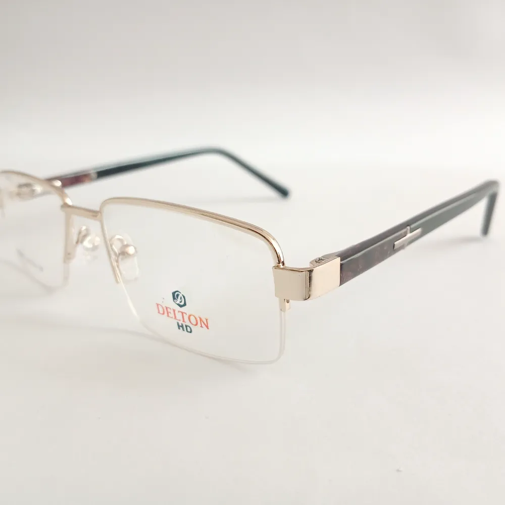 Men Women Rectangle Metal Acetate Halfrim Goldbrownblack Medium Eyeglasses Ehsmpum4 02 by Eye9 Optics