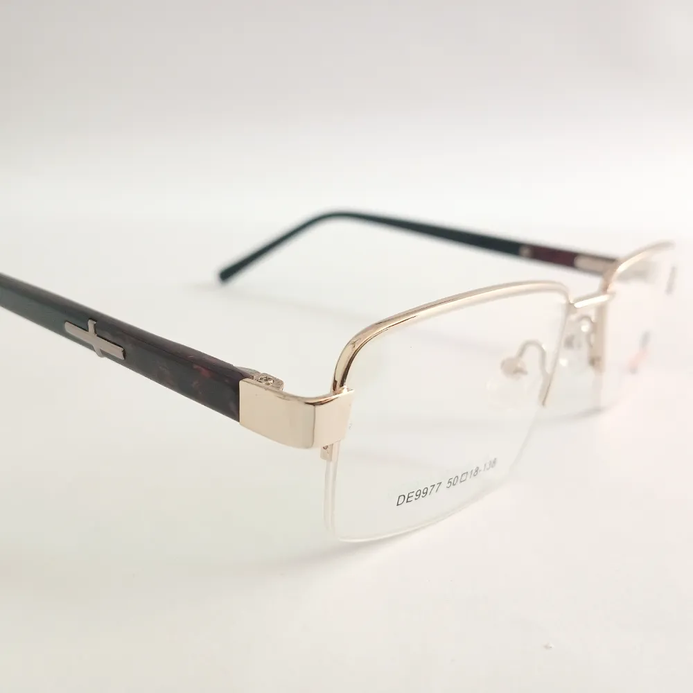 Men Women Rectangle Metal Acetate Halfrim Goldbrownblack Medium Eyeglasses Ehsmpum4 03 by Eye9 Optics