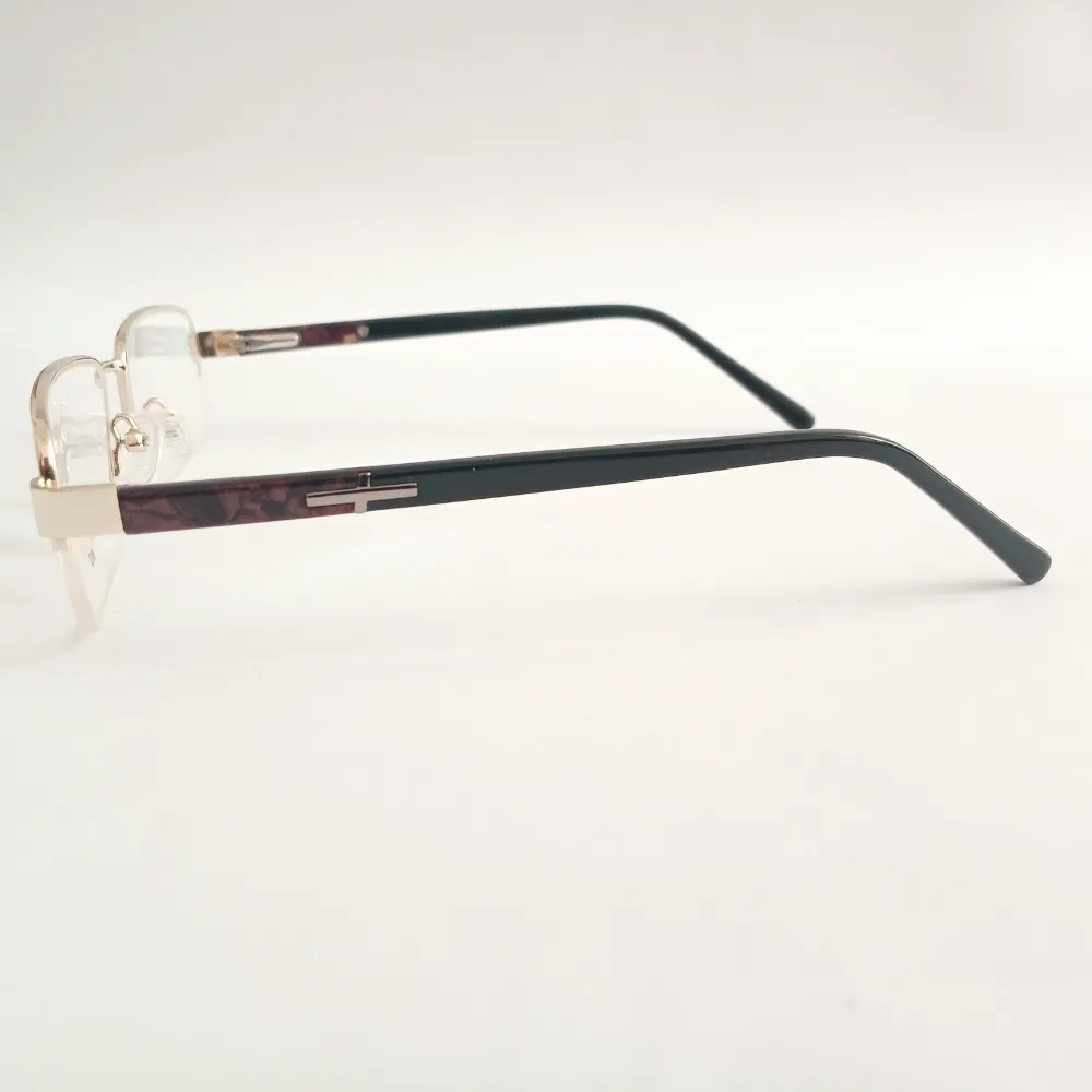 Men Women Rectangle Metal Acetate Halfrim Goldbrownblack Medium Eyeglasses Ehsmpum4 04 by Eye9 Optics