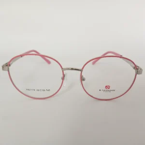 Women Round Metal Pinksilver Small Eyeglasses Efomws3 001 by Eye9 Optics