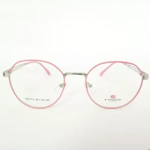 Women Round Metal Pinksilver Small Eyeglasses Efomws4 001 by Eye9 Optics