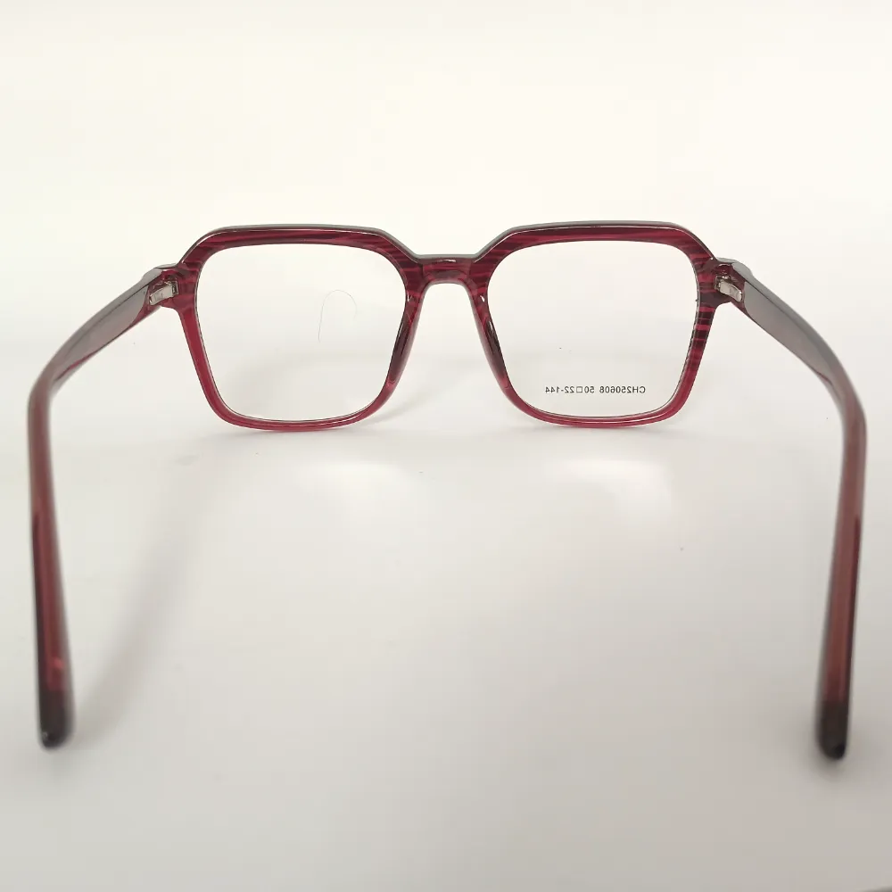 Men Women Geometric Square Acetate Translucentred Medium Eyeglasses Efgspum1 005 by Eye9 Optics