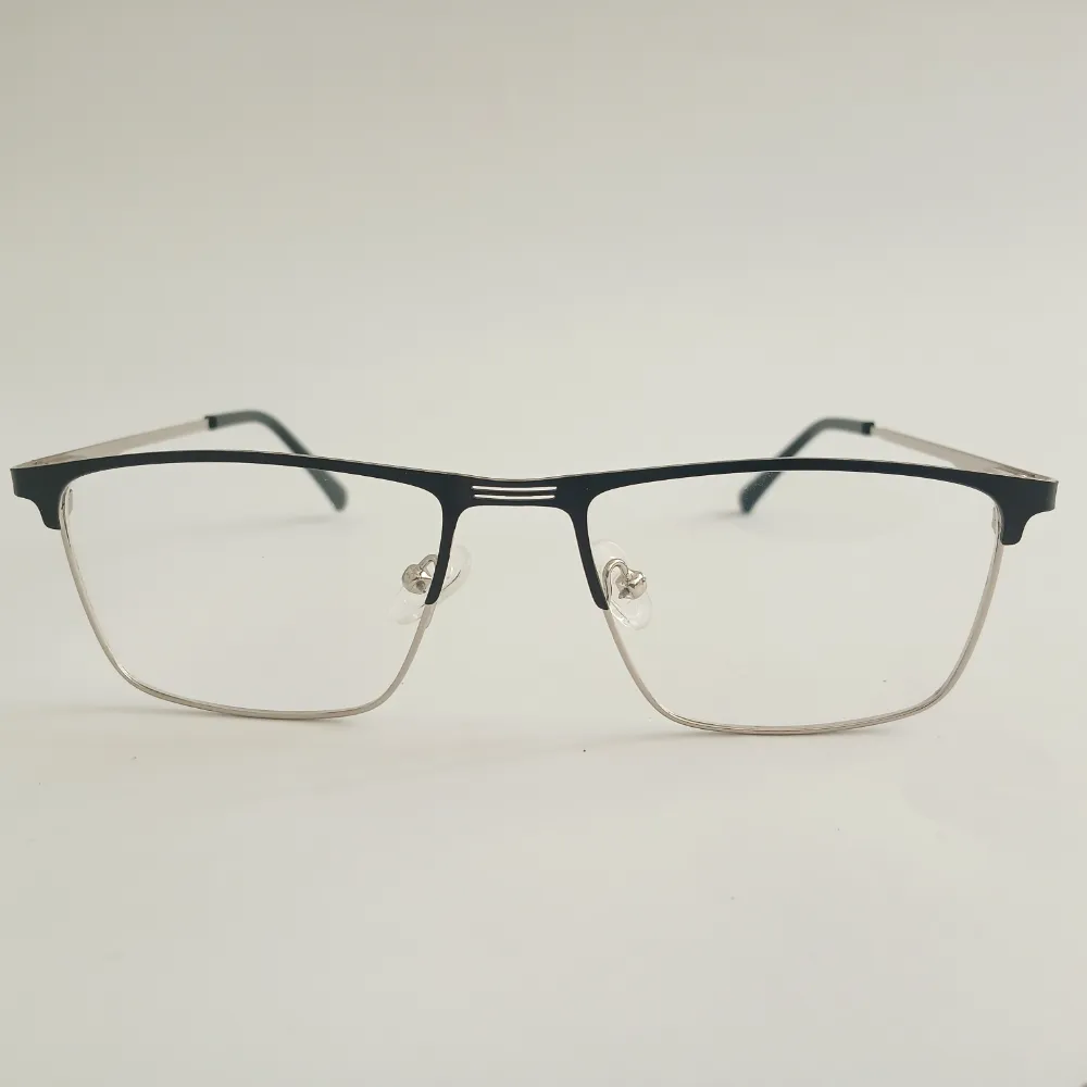 Men Women Rectangle Metal Blacksilver Large Eyeglasses Efsmul3 01 by Eye9 Optics