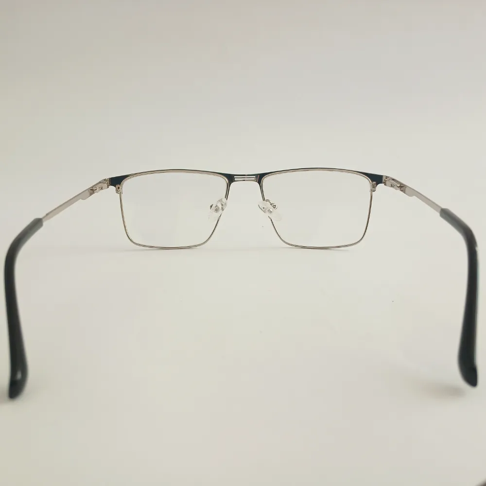 Men Women Rectangle Metal Blacksilver Large Eyeglasses Efsmul3 05 by Eye9 Optics